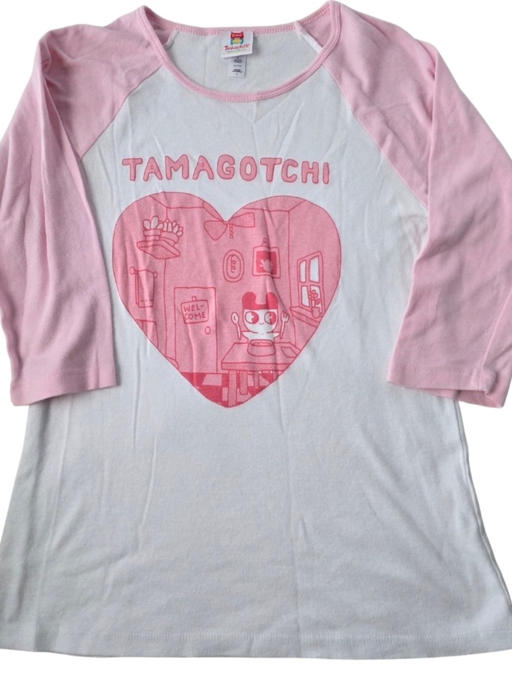 Rare OMOCAT x Tamagotchi Heart Raglan Tee Juniors L or ADULT S/M